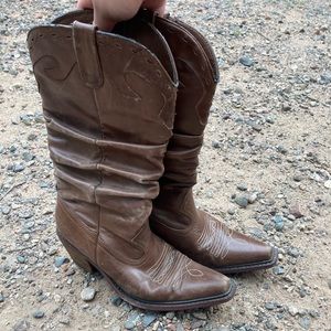 REAL leather cowgirl boots with heel
